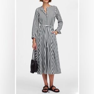 MADEWELL Janis Stripe Long Sleeve Cotton Poplin Shirtdress Size 0